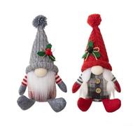 Yhenlovtt Christmas Gnome Dolls Set of 2, Faceless Cloth Figurines for Holiday Decor, Red and Grey Festive Ornaments for Shelves and Mantels