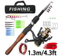 Yhenlovtt Combo 1for 3m/16m/18m Solid Pole Portable Telescopic Fishing Rod and Reel Having Comfortable 501514g Wood Grip Lightweight for Fiberglass (13 m Suit)