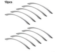 Yhenlovtt Cupboard 96mm Silver Finish Modern Handles Style 64mm Hardware 128mm Hole Centers Cabinet Zinc Minimalist Door Alloy Curved Pulls Meant for Kitchen Drawer(128mm)