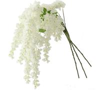Yhenlovtt Dailisen Fake Purple Wisteria Artificial Flowers Wedding Silk Wisteria Floral 40in Plant Garland for Home Decor Hanging Party (WHITE)