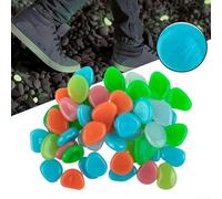 Yhenlovtt Dark Pebbles Luminous Garden Stones for Outdoor Walkway Aquarium Fish Tank Plus Plant Decor Solar Powered Long Lasting 50pc in Glow (MIX)