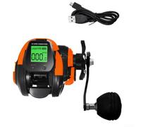Yhenlovtt Digital Fishing Baitcasting Reel with 7.2: Rechargeable Battery Funnel Line Guide Alarm Depth Counter Magnetic Brake Individual Gear Ratio Bite (Orange Right)