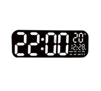 Yhenlovtt Digital Wall Clock with Led Display for Time Day Indoor Temperature 24hour Timer with 2pcs Alarms Remote Control Function for Living R (WHITE)