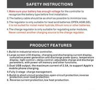 Yhenlovtt Dual USB LCD Solar Charge Controller 12V/24V Solar Panel Regulator with 10A/20A Charging Current for Off-Grid Power Systems(10A)