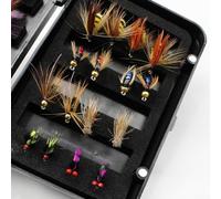 Yhenlovtt Fly Fishing Flies Set with Bass Dry Grayling Set for Wet Trout Handmade and Lure 24/32pcs Nymphs and Ants Assortment Salmon Fly Fishing (C32PCS)
