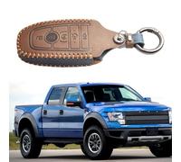Yhenlovtt Leather Key Fob Cover Case for Fusion Explorer Escape Edge F150 F250 F350 5-Button Key Remote Control Protection Blue(BROWN)