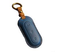 Yhenlovtt Leather Remote Key Fob Cover for Leading Li Auto L9 2022 - Cowhide Protective Case with Full Coverage Shock Absorption in Black, Brown, Blue(BLUE)