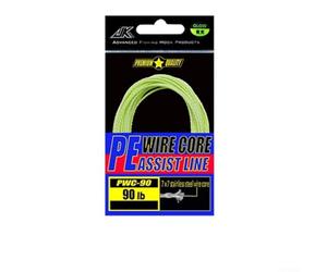 Yhenlovtt Line Assist Fishing for Hollow Core Cord Rope with 7x7 Wire Core Prime Strength Binding Resistant Luminous Pe Cut 60 or 90 or 120 or 150 (GREEN 90LB)