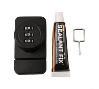Yhenlovtt Lock 3 Digit Required Lockers No Drilling Password Display Hardware Alloy Door Keyless Cabinets Sliding Doors Suitable Cabinet Glass Zinc for Combination(Black)