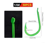 Yhenlovtt Outdoor Fishing Hooks High Carbon Steel Barbed Fluorescent Green for Various Fishing Techniques Size 1-0# to 13# 100pcs(13#)