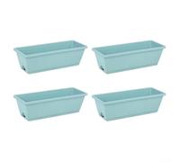 Yhenlovtt Plastic Window Flower Plant Boxes Set of 4-42cm Rectangular Vegetable Pot with Drainage Holes and Tray for Garden Balcony Windowsill(Blue)