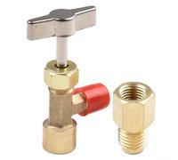Yhenlovtt R134a A/C Can Tap with Tank Adapter for 1/4" and 1/2" AC Charging Hoses, Brass Construction with Manual Punch Valve Control for Automo