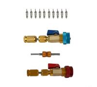 Yhenlovtt R134a Automotive Air Conditioning Valve Core Remover and Installer Tool Set Having Elite Plus Low Pressure Quick Couplers Brass Plus Stain