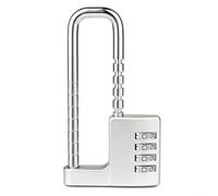 Yhenlovtt Silver, Adjustable Shackle Combination Padlock with 4-Digit Code, 3.9-Inch Long U-Shaped Lock for Cabinets, Drawers, Luggage, Toolboxes, and Gym Storage, Made of Zinc