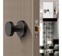 Yhenlovtt Single Side Invisible Door Lock for Interior Doors, Zinc Alloy Lock with Small Keyhole and Round Handle, Silver(BLACK)