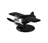 Yhenlovtt Solar Powered Rotating Airplane Dashboard Ornament, 360° Auto Spin ABS Decor for Car Interior, Home or Office, Unique Aviation Model(BLACK)