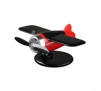 Yhenlovtt Solar Powered Rotating Airplane Dashboard Ornament, 360° Auto Spin ABS Decor for Car Interior, Home or Office, Unique Aviation Model(RED)