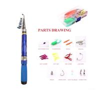 Yhenlovtt Telescopic Fiberglass Fishing Rod and Reel for Combo Set with Super Short 38cm Shrink Length for Sea Fishing from 5 to 11 Sections .from 0 to 2.4m Le (1.9)