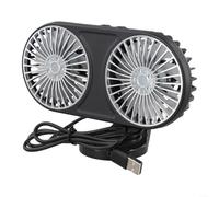 Yhenlovtt USB Dual-Head Car Fan with 360° Rotatable Heads and Three- Settings for Cars, Campers, SUVs - Compatible with 5V USB Sources, Black(Black)