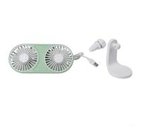 Yhenlovtt USB Dual-Head Car Fan with 360° Rotatable Heads and Three- Settings for Cars, Campers, SUVs - Compatible with 5V USB Sources, Black(Green)
