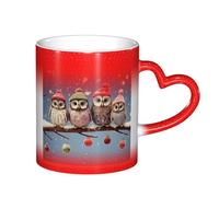YHFBCYTRX Cute Christmas Owls On Branch Color Changing Coffee Mug - 11oz Heat Sensitive Ceramic Mug, Gift for Family, Friends, Christmas & Birthdays