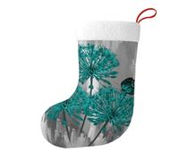 YHFBCYTRX Gray Teal Flower Butterfly Printed Christmas Stockings 18 Inch Hangable Xmas Stockings For Holiday Decor