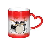 YHFBCYTRX Jazz Drum Color Changing Coffee Mug - 11oz Heat Sensitive Ceramic Mug, Gift for Family, Friends, Christmas & Birthdays