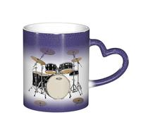 YHFBCYTRX Jazz Drum Color Changing Coffee Mug - 11oz Heat Sensitive Ceramic Mug, Gift for Family, Friends, Christmas & Birthdays