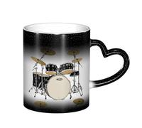 YHFBCYTRX Jazz Drum Color Changing Coffee Mug - 11oz Heat Sensitive Ceramic Mug, Gift for Family, Friends, Christmas & Birthdays