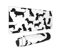 YHFBCYTRX Large Extended Gaming Mouse Pad 32 X 12 In Non-Slip Rubber Base, Fun Black Dogs Dachshund Dog Print Desk Mat For Keyboard & Mouse, Office/Gaming Computer Accessories
