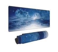 YHFBCYTRX Large Extended Gaming Mouse Pad 32 X 12 In Non-Slip Rubber Base, Fun Falling Star Moon Print Desk Mat For Keyboard & Mouse, Office/Gaming Computer Accessories
