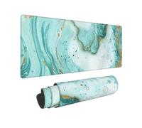 YHFBCYTRX Large Extended Gaming Mouse Pad 32 X 12 In Non-Slip Rubber Base, Fun Green Gold Marble Print Desk Mat For Keyboard & Mouse, Office/Gaming Computer Accessories