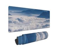 YHFBCYTRX Large Extended Gaming Mouse Pad 32 X 12 In Non-Slip Rubber Base, Fun Landscape With Mountains And Clouds Print Desk Mat For Keyboard & Mouse, Office/Gaming Computer Accessories