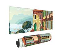 YHFBCYTRX Large Extended Gaming Mouse Pad 32 X 12 In Non-Slip Rubber Base, Fun Mediterranean Summer Print Desk Mat For Keyboard & Mouse, Office/Gaming Computer Accessories