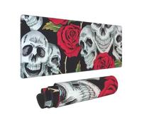 YHFBCYTRX Large Extended Gaming Mouse Pad 32 X 12 In Non-Slip Rubber Base, Fun Rose Skull Eyes Print Desk Mat For Keyboard & Mouse, Office/Gaming Computer Accessories