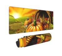 YHFBCYTRX Large Extended Gaming Mouse Pad 32 X 12 In Non-Slip Rubber Base, Fun Thanksgiving Day Pumpkin Print Desk Mat For Keyboard & Mouse, Office/Gaming Computer Accessories