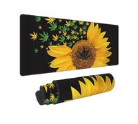 YHFBCYTRX Large Extended Gaming Mouse Pad 32 X 12 In Non-Slip Rubber Base, Fun Weed With Sunflower Print Desk Mat For Keyboard & Mouse, Office/Gaming Computer Accessories