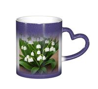 YHFBCYTRX Lilies of The Valley Color Changing Coffee Mug - 11oz Heat Sensitive Ceramic Mug, Gift for Family, Friends, Christmas & Birthdays
