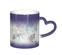 YHFBCYTRX Mint Gray Leaves Color Changing Coffee Mug - 11oz Heat Sensitive Ceramic Mug, Gift for Family, Friends, Christmas & Birthdays