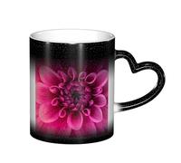 YHFBCYTRX Pink Dahlia Color Changing Coffee Mug - 11oz Heat Sensitive Ceramic Mug, Gift for Family, Friends, Christmas & Birthdays