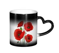 YHFBCYTRX Poppy Flowers Color Changing Coffee Mug - 11oz Heat Sensitive Ceramic Mug, Gift for Family, Friends, Christmas & Birthdays