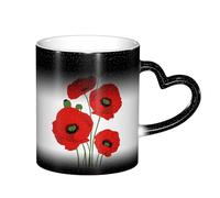 YHFBCYTRX Poppy Flowers Color Changing Coffee Mug - 11oz Heat Sensitive Ceramic Mug, Gift for Family, Friends, Christmas & Birthdays