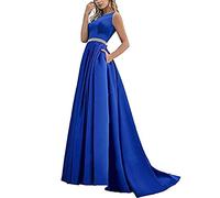 yhfshop Ball Evening Gowns,Double shoulder A-line pleated party evening gown,Royal blue,US4,Women's Elegant Ball Evening Gowns