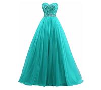 yhfshop Ball Evening Gowns,Tube top sequined long beaded party banquet dress,Lake Green,18,Women's Elegant Ball Evening Gowns
