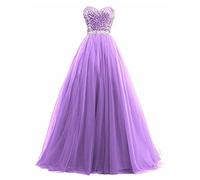 yhfshop Ball Evening Gowns,Tube top sequined long beaded party banquet dress,Lilac,12,Women's Elegant Ball Evening Gowns