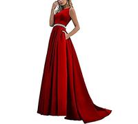 yhfshop Elegant Bridesmaid Dresses,Double shoulder A-line pleated party evening gown,Big red F,US26w,Women's Classic Evening Dresses