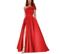 yhfshop Elegant Bridesmaid Dresses,Party Gowns for Women with Slit,Red,US12,Women's Classic Evening Dresses
