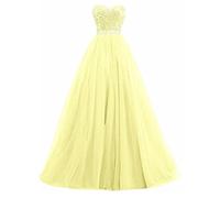 yhfshop Floor Length Bridesmaid Dresses,Tube top sequined long beaded party banquet dress,light yellow,6,Bridesmaid Party Long Dress