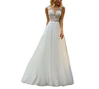 yhfshop Long Bridesmaid Evening Dress,Double shoulder round neck wedding dress, prom party dress-off white_44,Prom Bridesmaid Long Dress