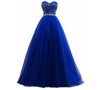 yhfshop Long Evening Dresses,Tube top sequined long beaded party banquet dress,Royal blue,20,Prom Ball Gown Bridesmaids Dresses